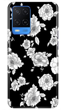 White flowers Black Background Mobile Back Case for Oppo A54 (Design - 9)