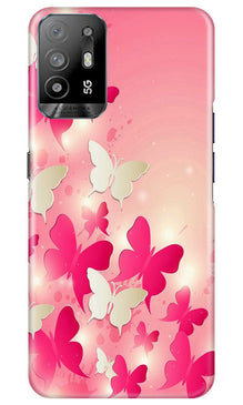 White Pick Butterflies Mobile Back Case for Oppo A94 (Design - 28)