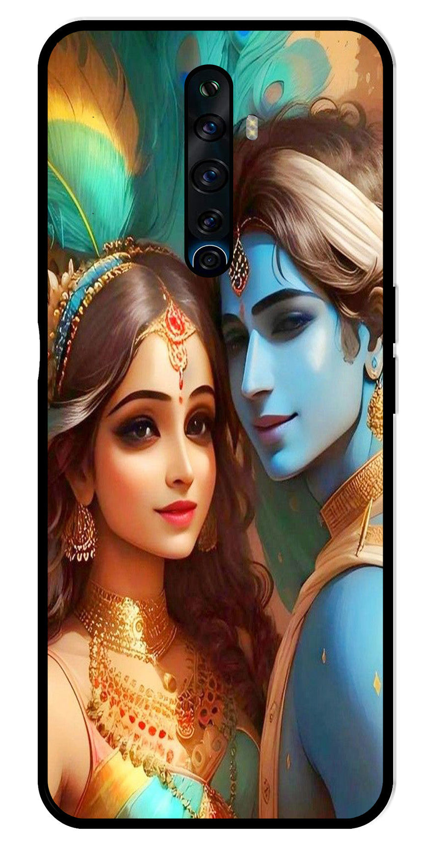 Lord Radha Krishna Metal Mobile Case for Oppo Reno2 F   (Design No -01)