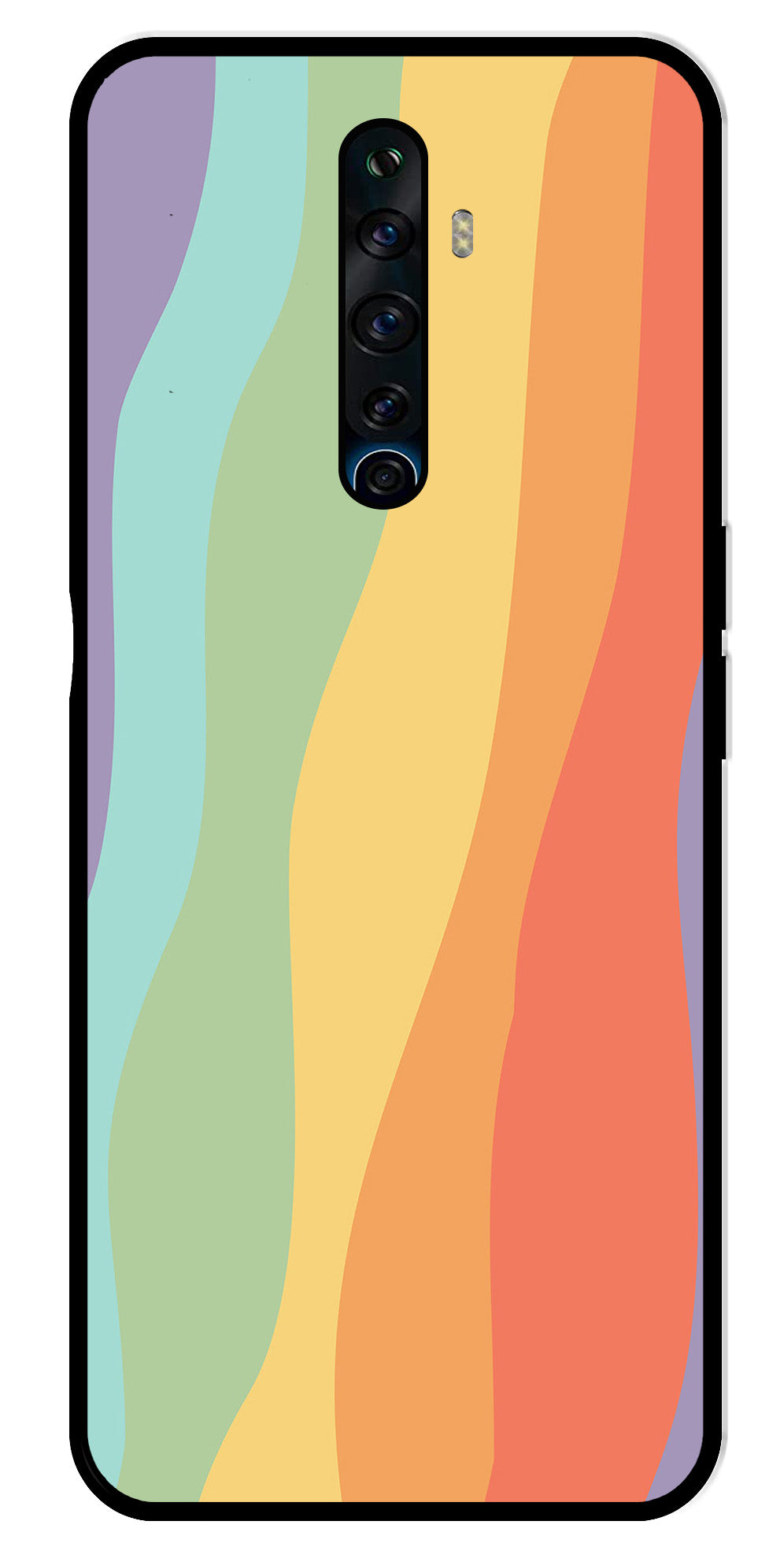 Muted Rainbow Metal Mobile Case for Oppo Reno2 F   (Design No -02)