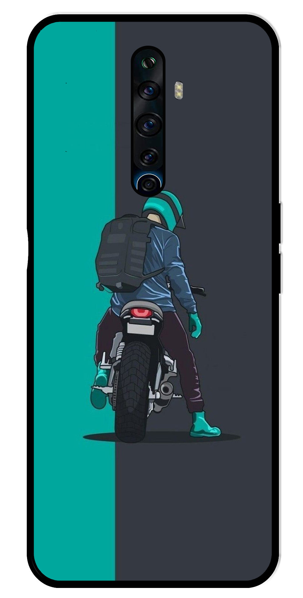 Bike Lover Metal Mobile Case for Oppo Reno2 F   (Design No -05)