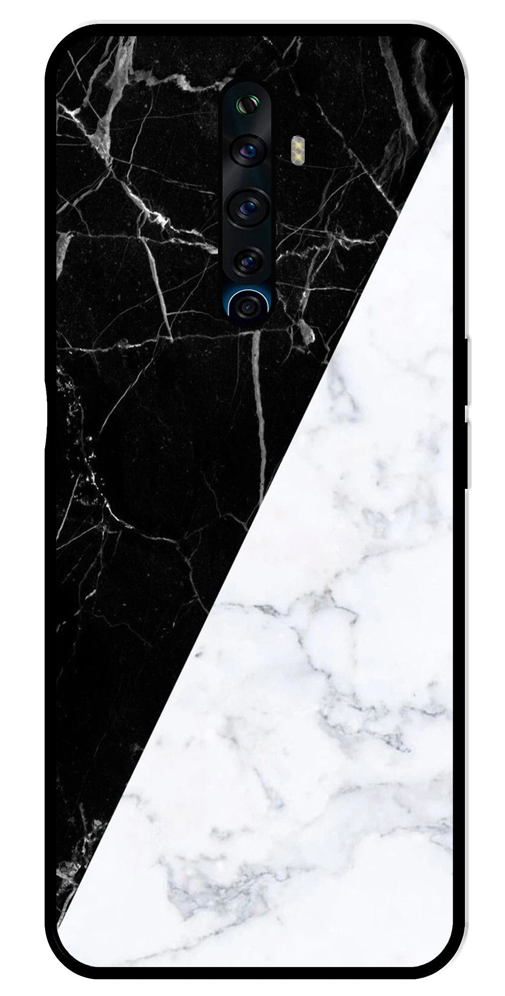 Black White Marble Design Metal Mobile Case for Oppo Reno2 F   (Design No -09)