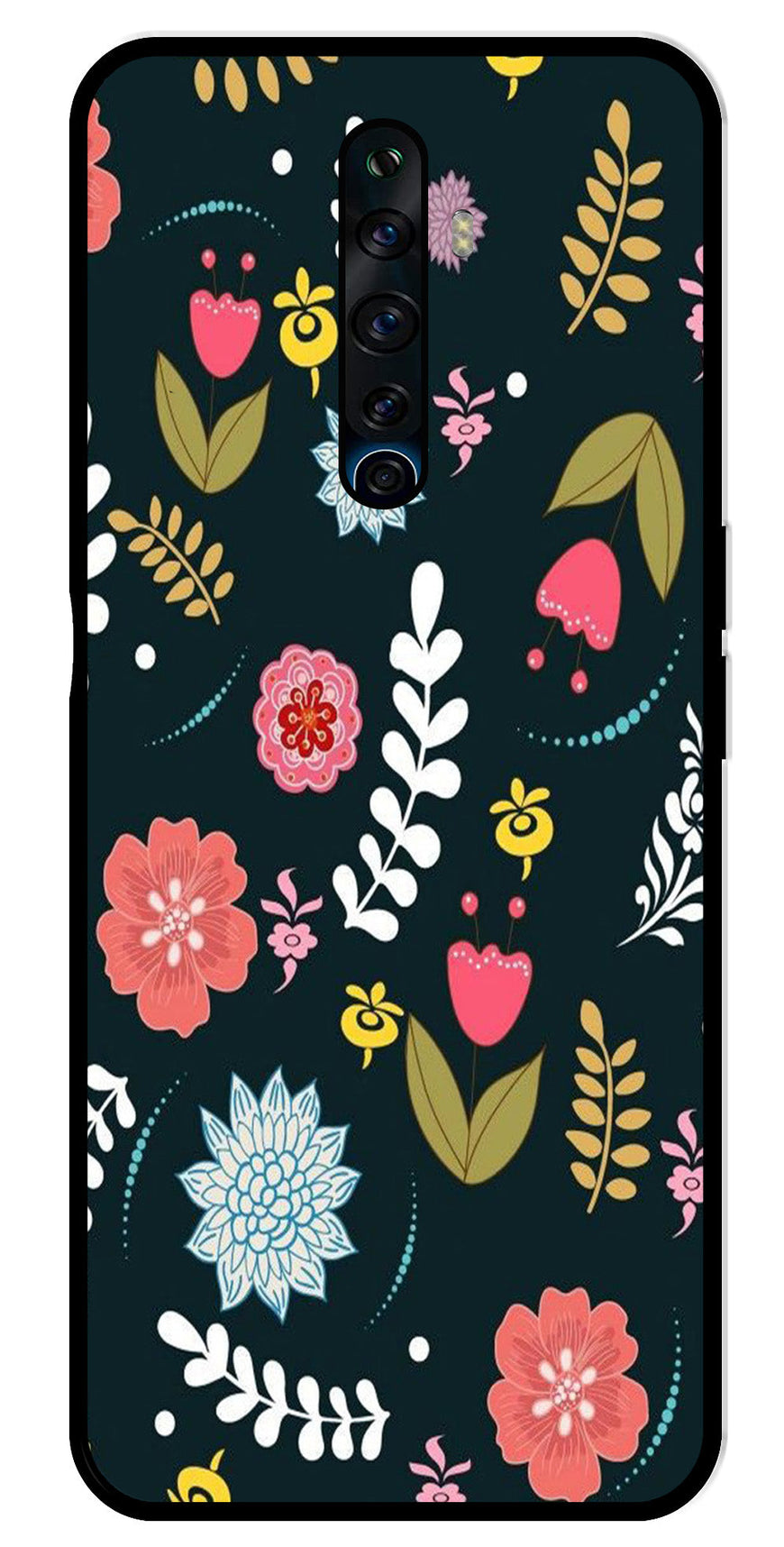 Floral Pattern2 Metal Mobile Case for Oppo Reno2 F   (Design No -12)