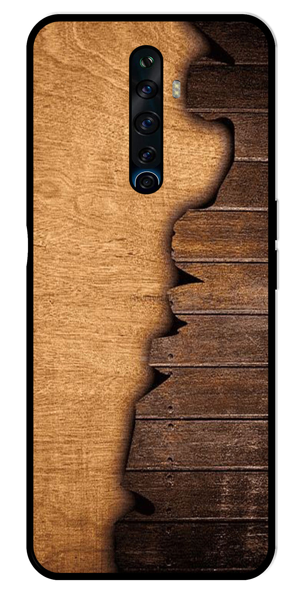 Wooden Design Metal Mobile Case for Oppo Reno2 F   (Design No -13)