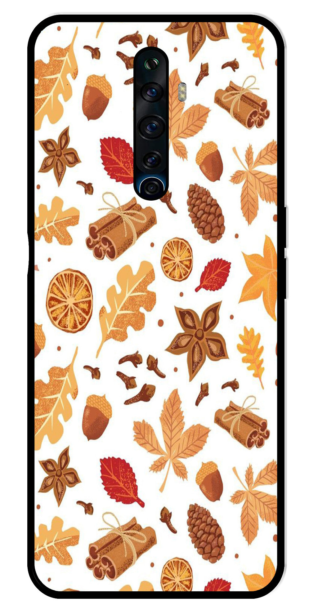 Autumn Leaf Metal Mobile Case for Oppo Reno2 F   (Design No -19)