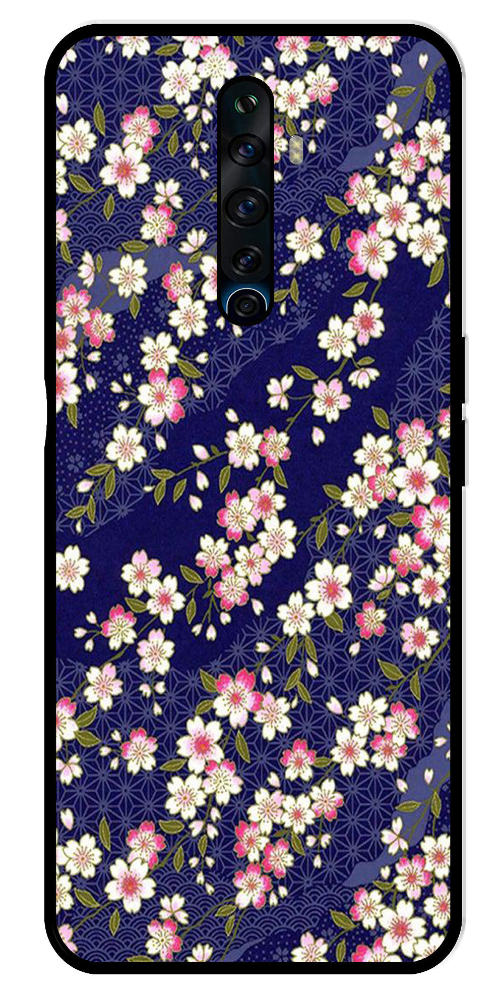 Flower Design Metal Mobile Case for Oppo Reno2 F   (Design No -25)