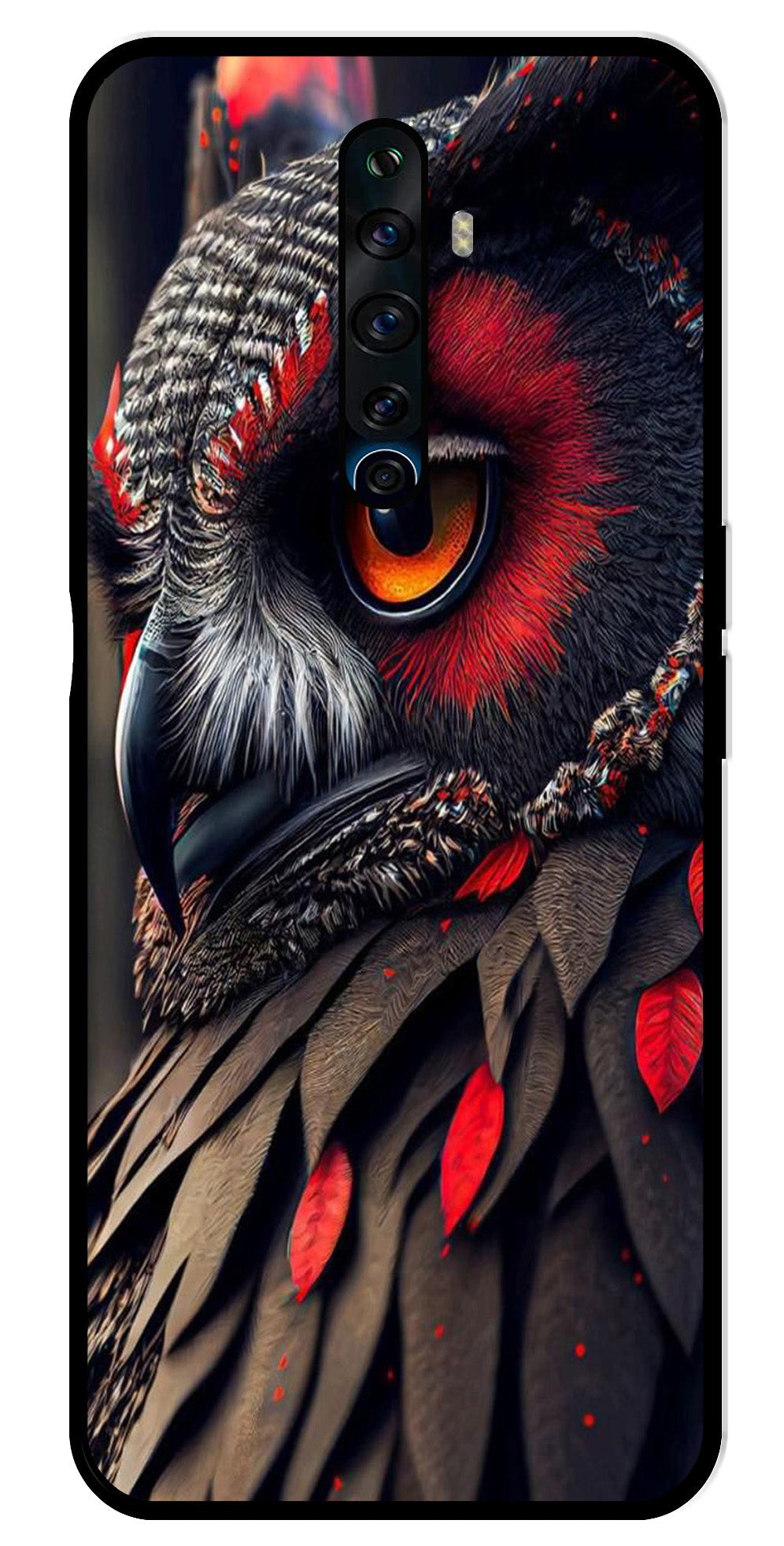 Owl Design Metal Mobile Case for Oppo Reno2 F   (Design No -26)