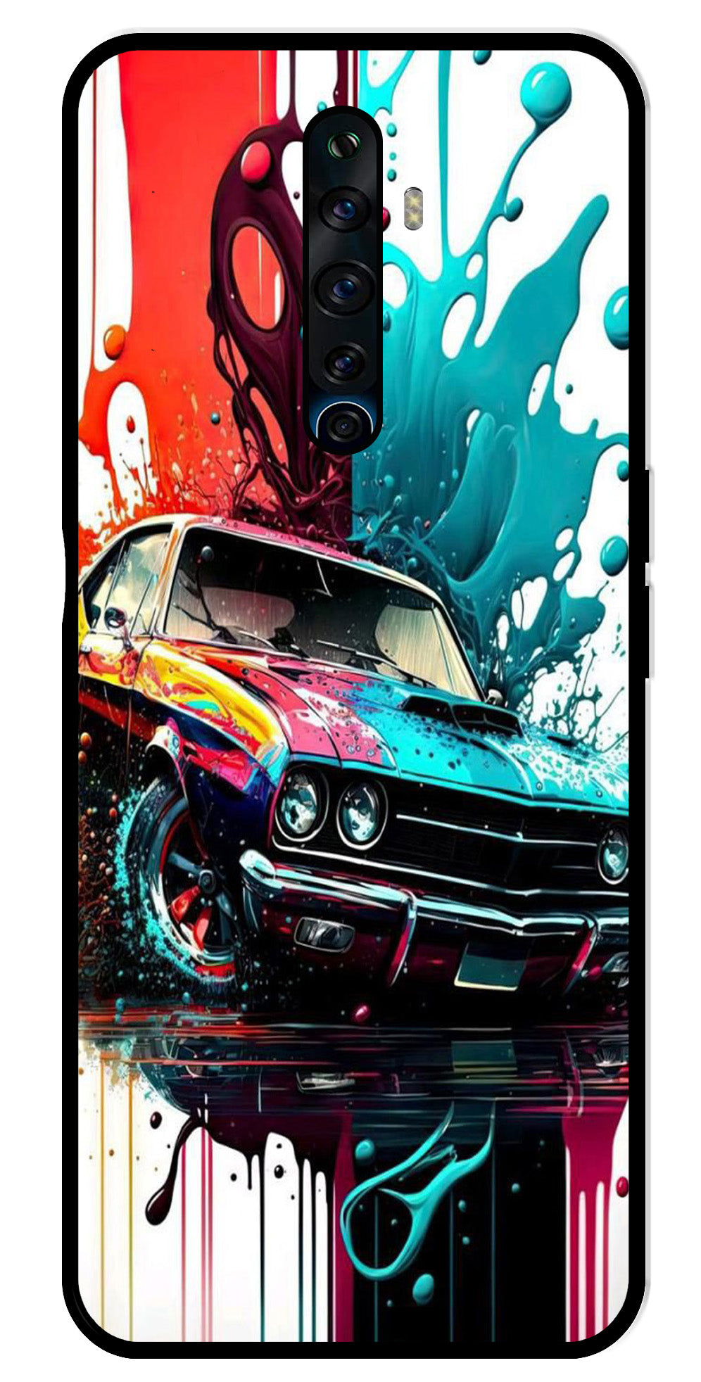 Vintage Car Metal Mobile Case for Oppo Reno2 F   (Design No -29)