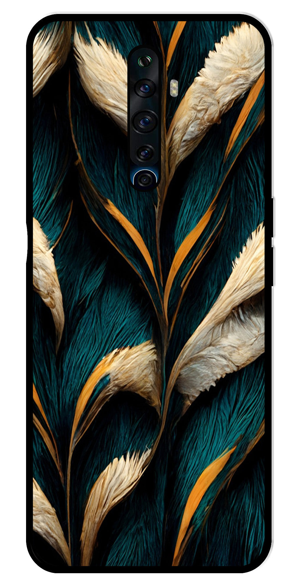 Feathers Metal Mobile Case for Oppo Reno2 F   (Design No -30)