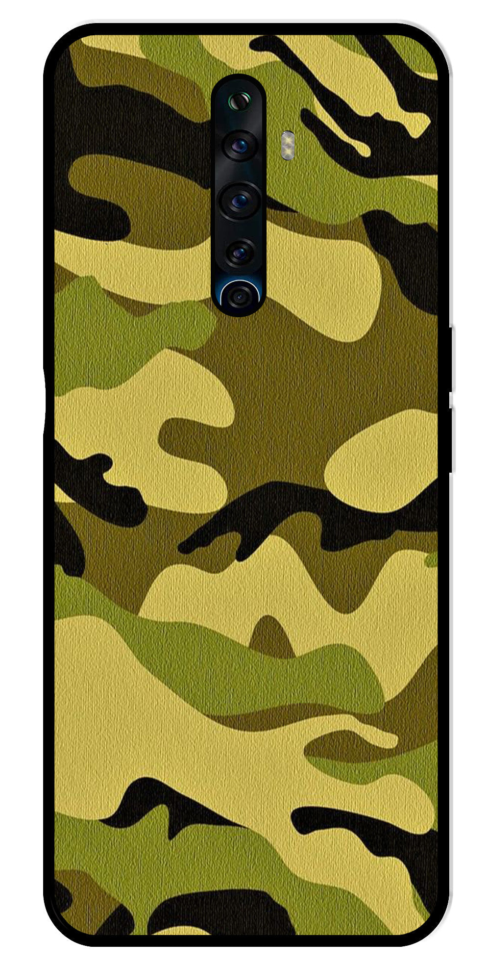 Army Pattern Metal Mobile Case for Oppo Reno2 F   (Design No -35)