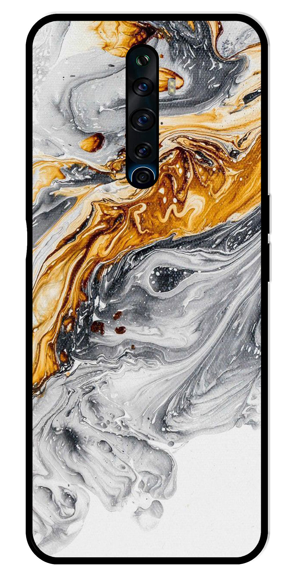 Marble Pattern Metal Mobile Case for Oppo Reno2 F   (Design No -36)