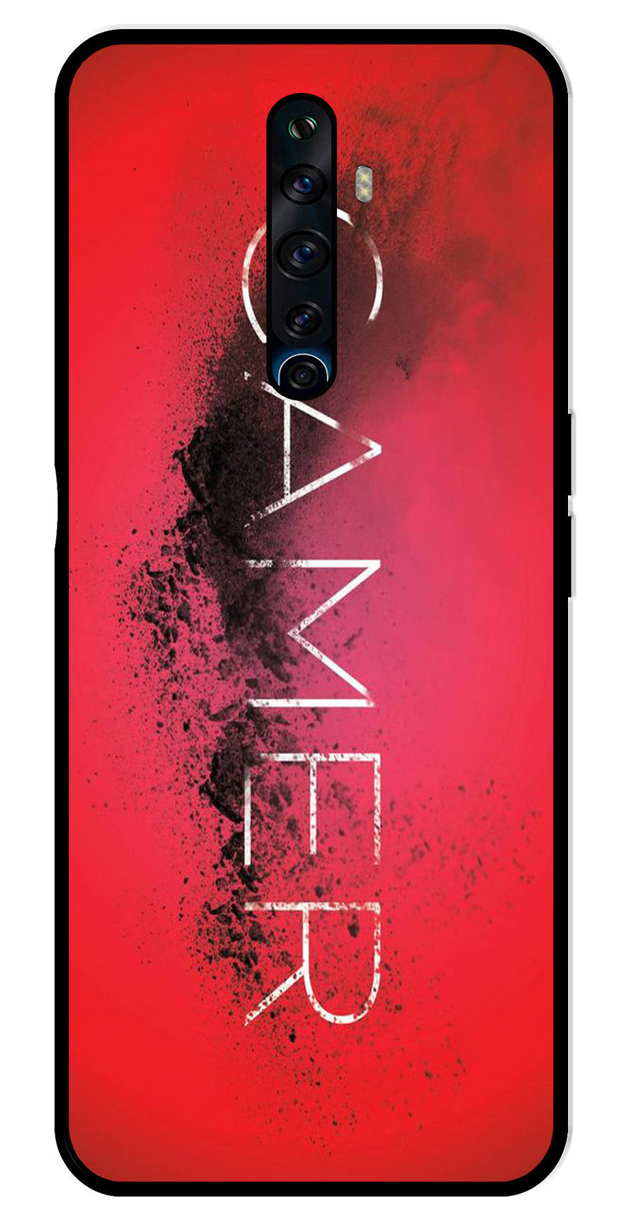 Gamer Pattern Metal Mobile Case for Oppo Reno2 F   (Design No -41)