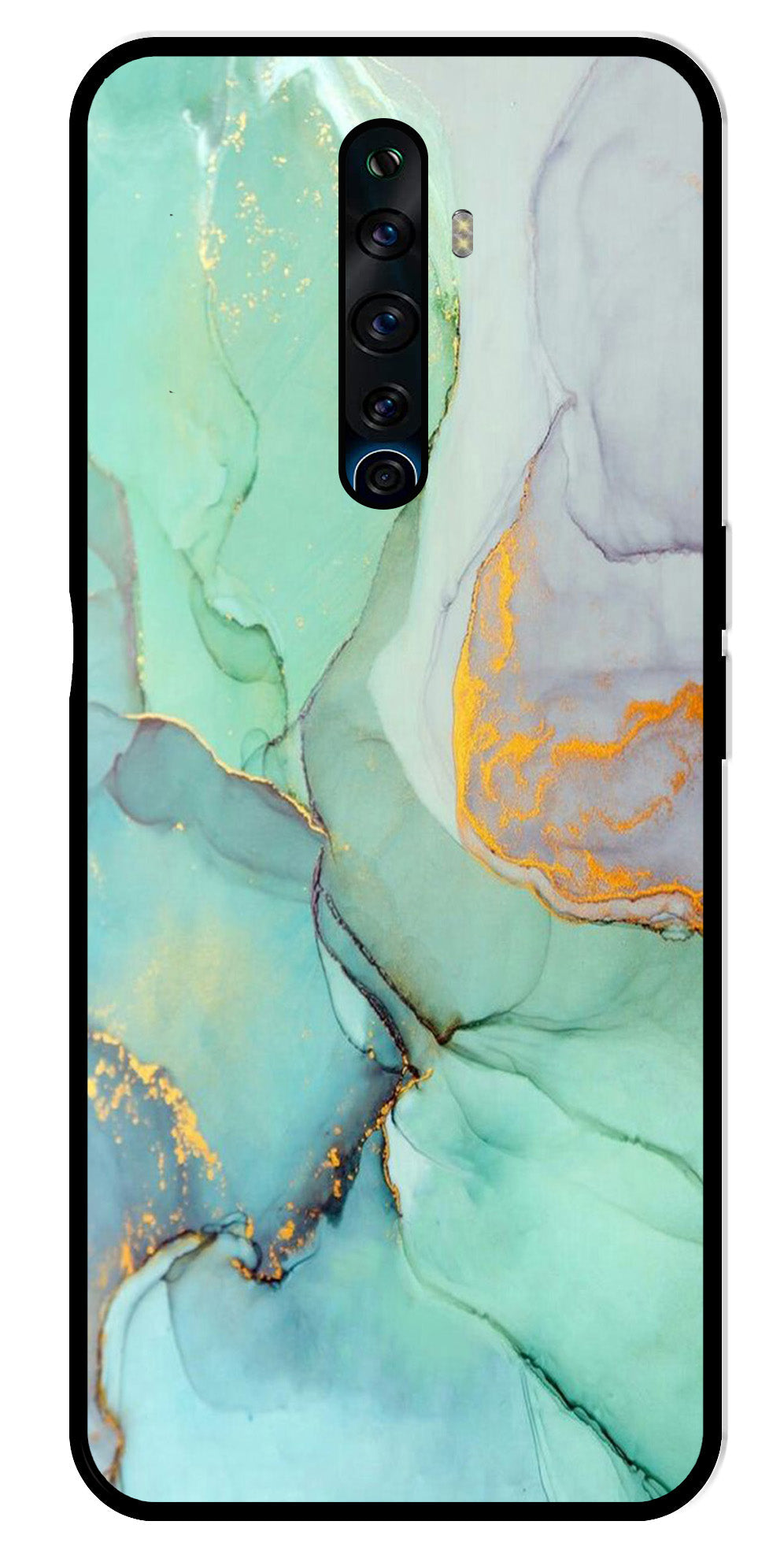 Marble Design Metal Mobile Case for Oppo Reno2 F   (Design No -46)