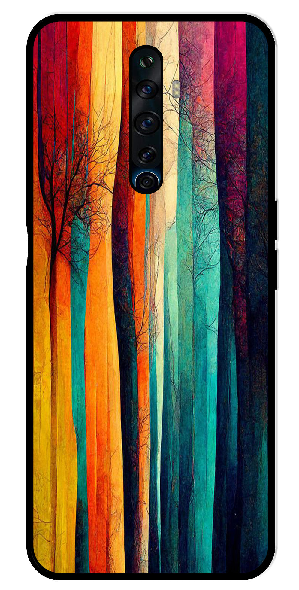 Modern Art Colorful Metal Mobile Case for Oppo Reno2 F   (Design No -47)