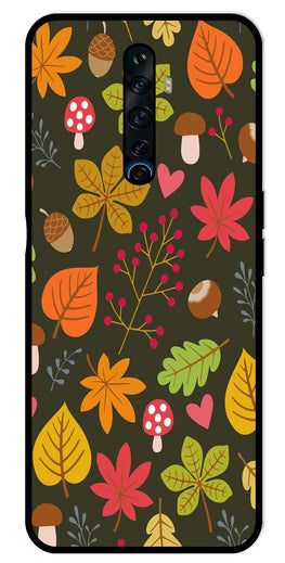 Leaves Design Metal Mobile Case for Oppo Reno 2Z   (Design No -51)