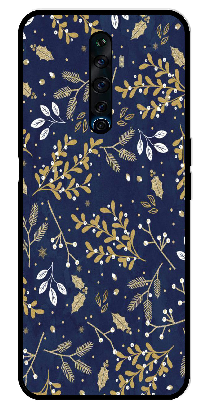 Floral Pattern  Metal Mobile Case for Oppo Reno2 F   (Design No -52)