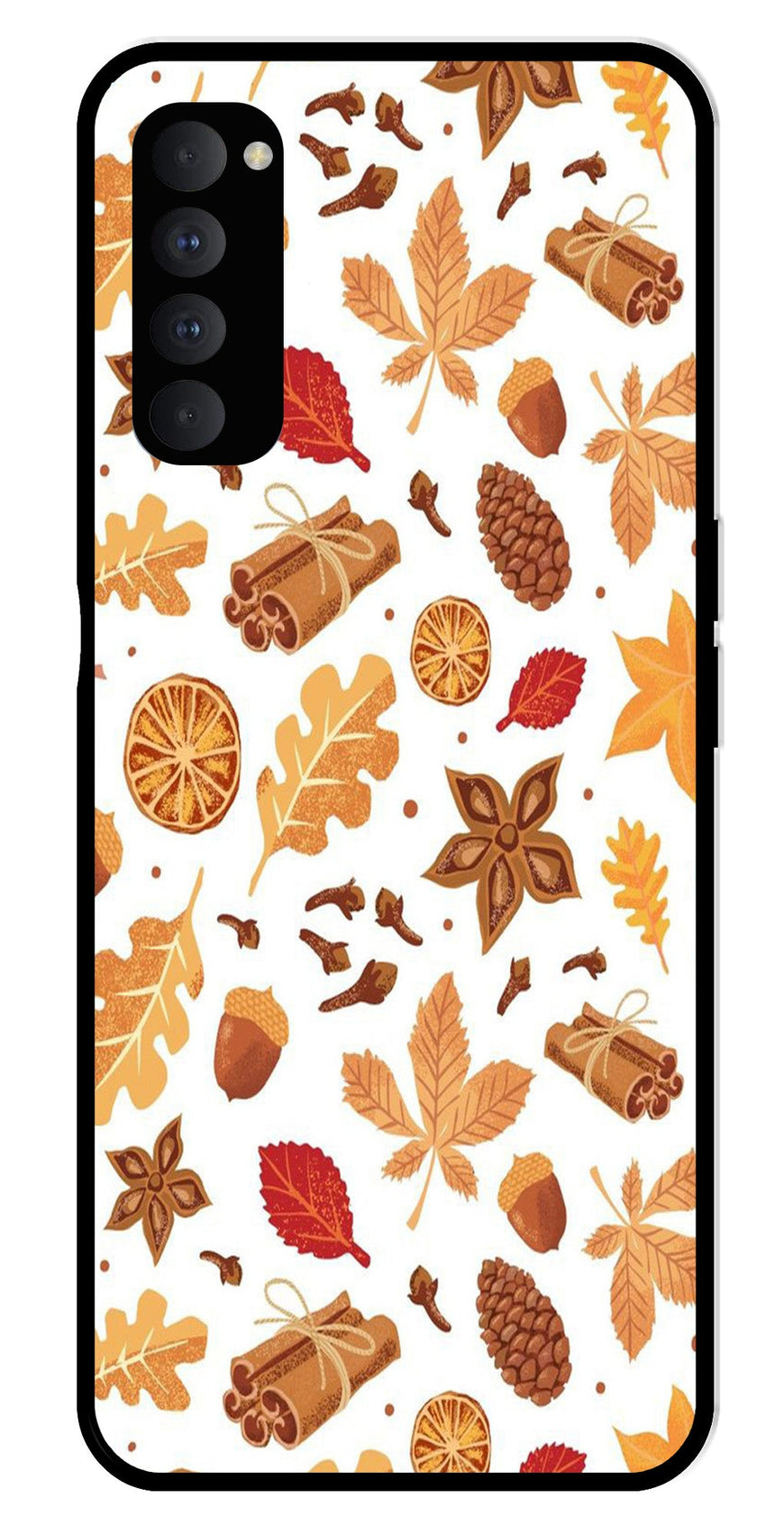 Autumn Leaf Metal Mobile Case for Oppo Reno 4 Pro   (Design No -19)