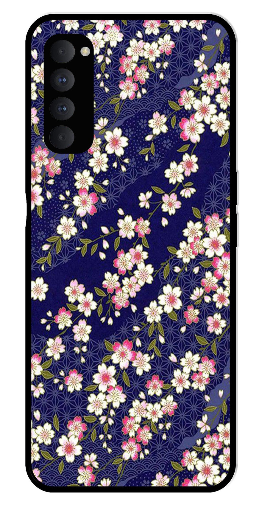 Flower Design Metal Mobile Case for Oppo Reno 4 Pro   (Design No -25)