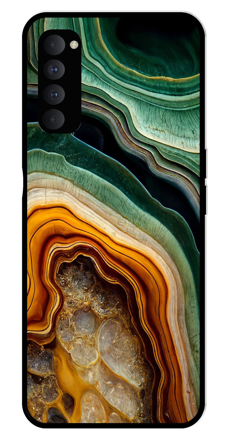 Marble Design Metal Mobile Case for Oppo Reno 4 Pro   (Design No -28)