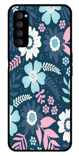 Flower Leaves Design Metal Mobile Case for Oppo Reno 4 Pro   (Design No -50)