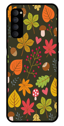 Leaves Design Metal Mobile Case for Oppo Reno 4 Pro