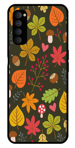 Leaves Design Metal Mobile Case for Oppo Reno 4 Pro   (Design No -51)