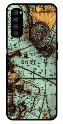 Map Design Metal Mobile Case for Oppo Reno 4 Pro