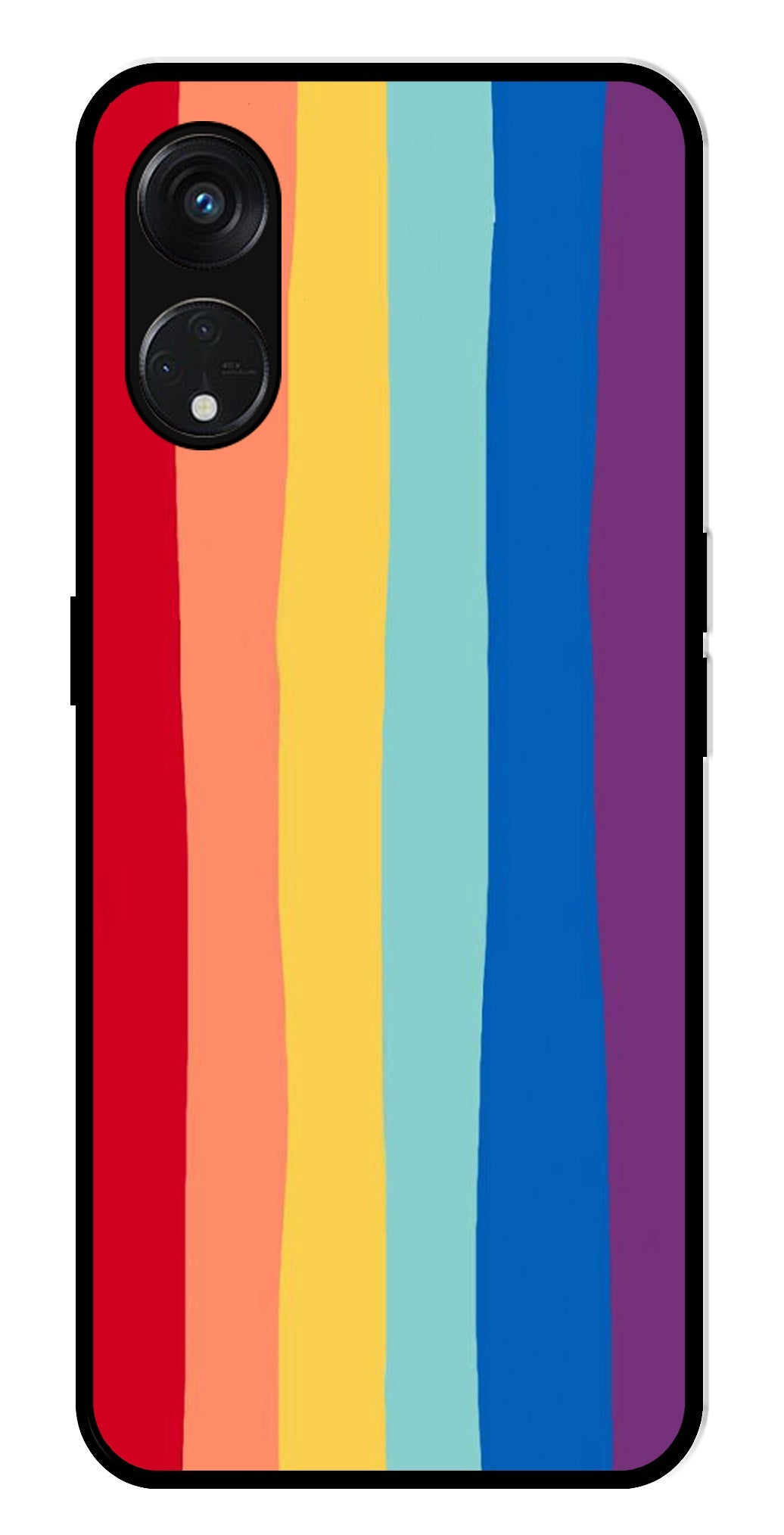 Rainbow MultiColor Metal Mobile Case for Oppo Reno 8T   (Design No -03)