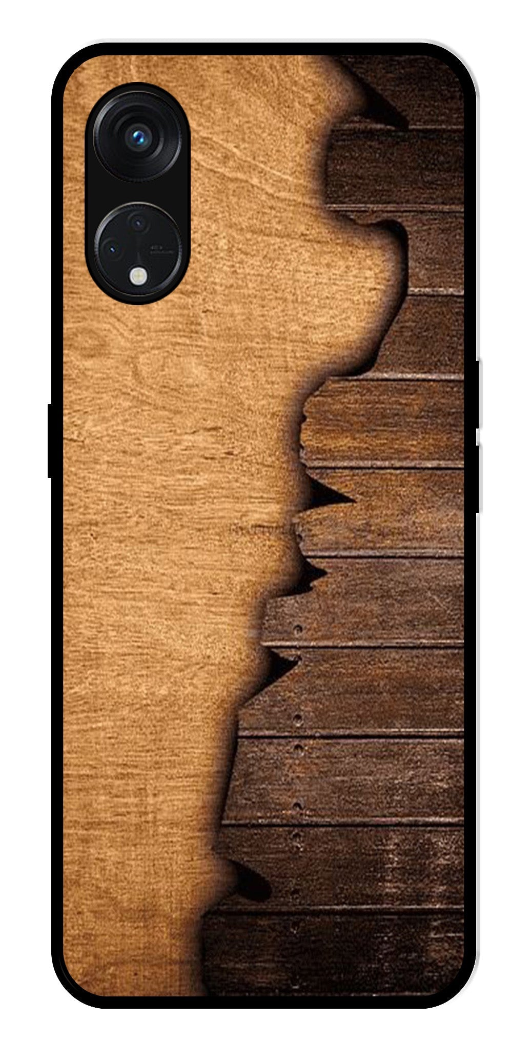 Wooden Design Metal Mobile Case for Oppo Reno 8T   (Design No -13)