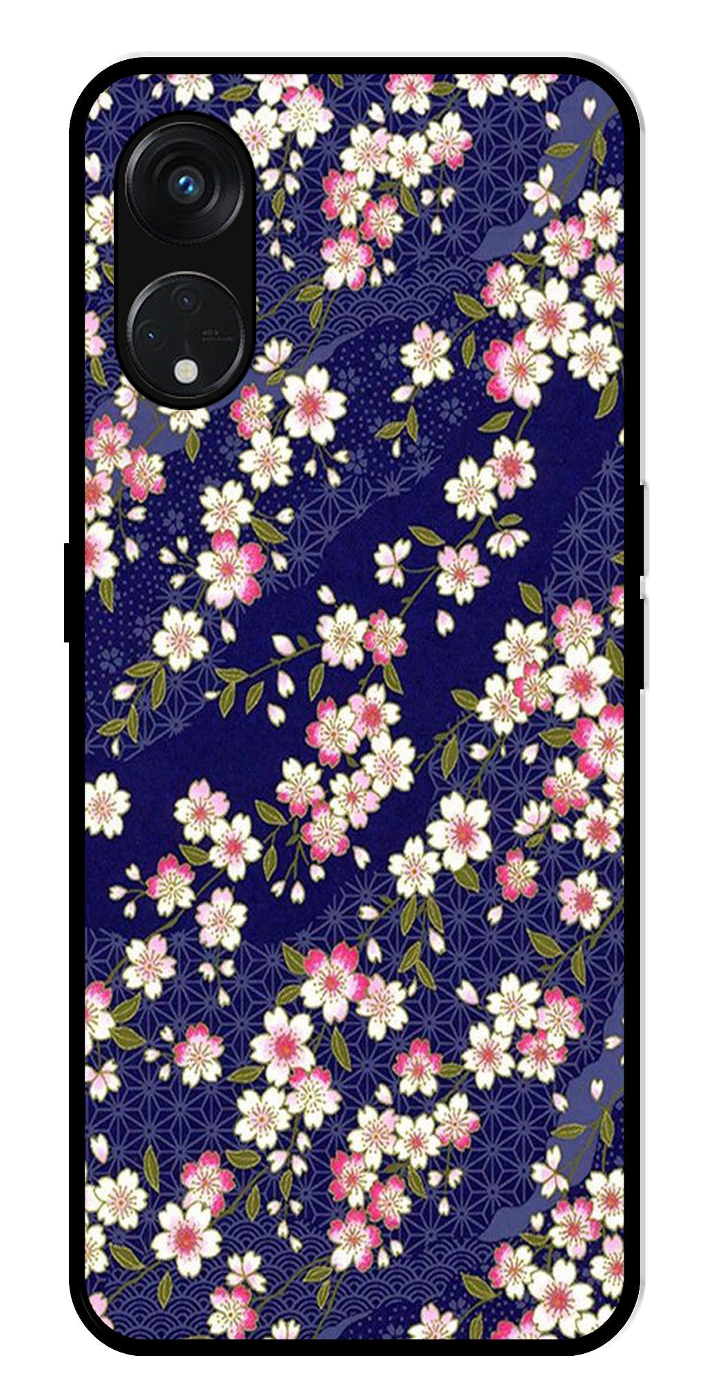 Flower Design Metal Mobile Case for Oppo Reno 8T   (Design No -25)