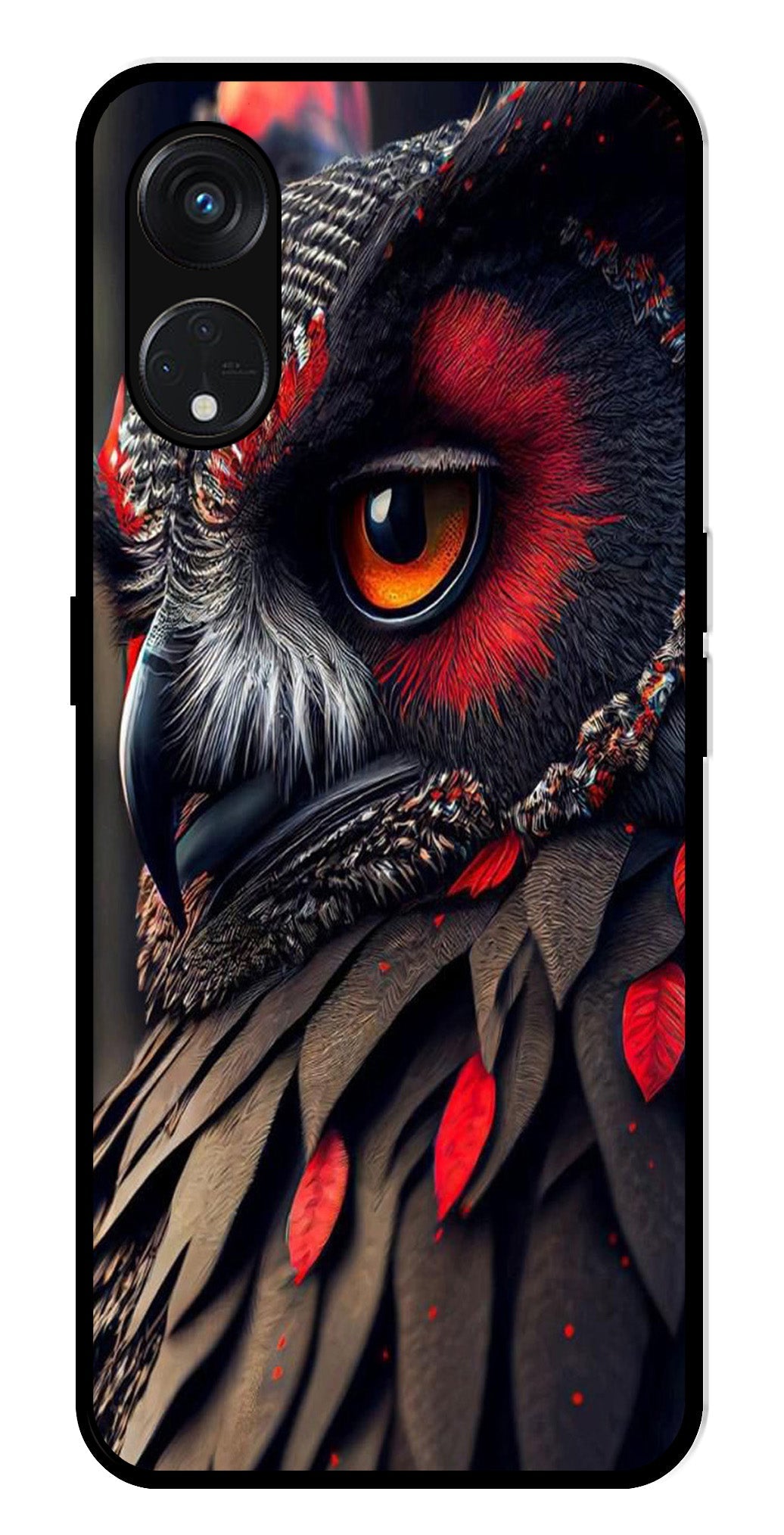 Owl Design Metal Mobile Case for Oppo Reno 8T   (Design No -26)