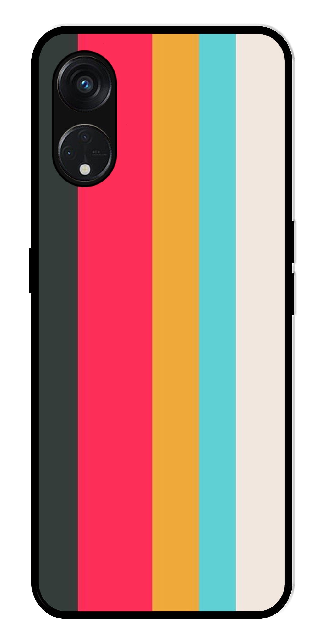 Muted Rainbow Metal Mobile Case for Oppo Reno 8T   (Design No -31)