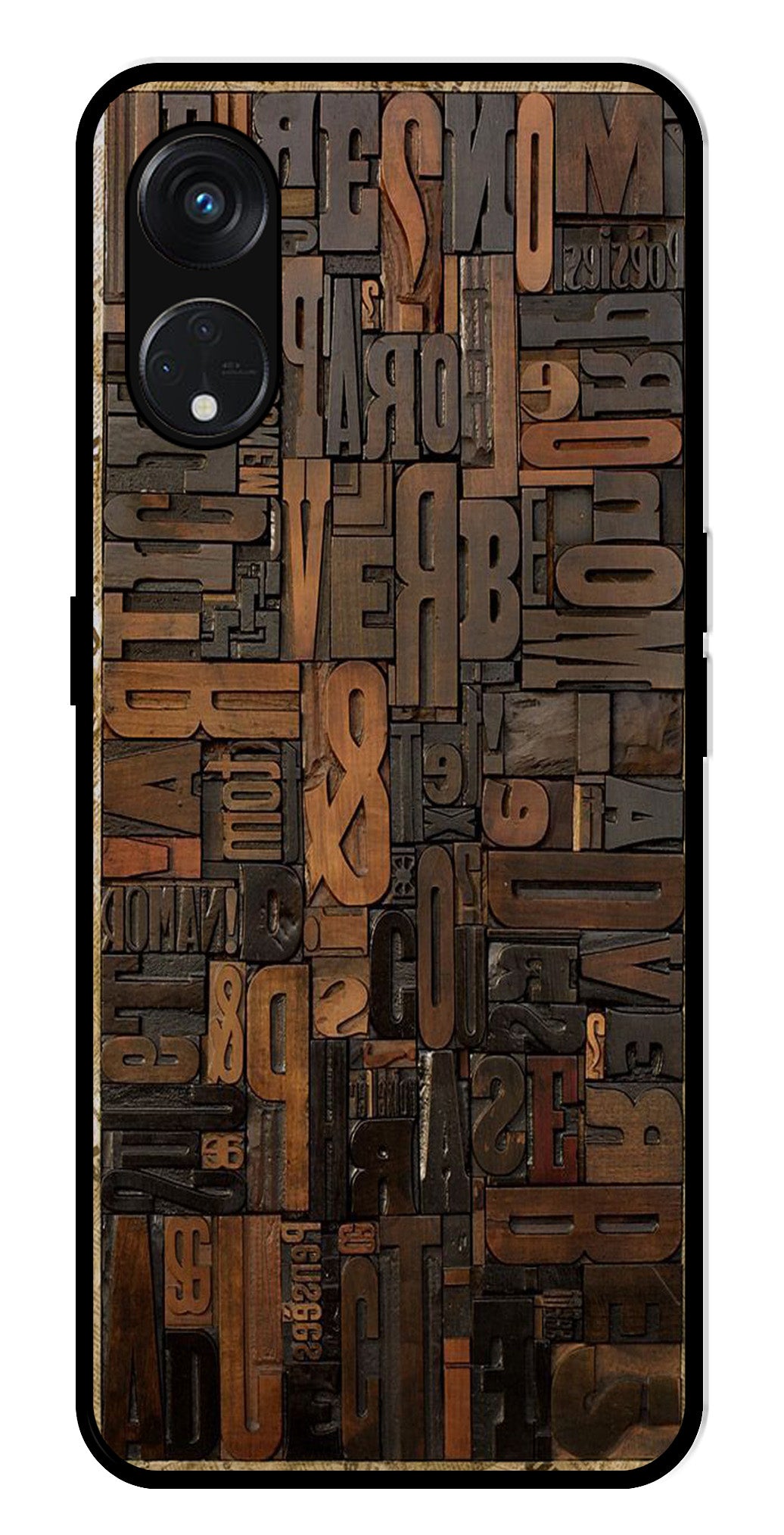 Alphabets Metal Mobile Case for Oppo Reno 8T   (Design No -32)