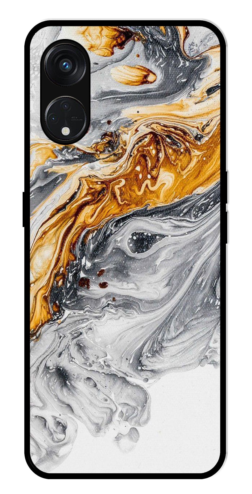 Marble Pattern Metal Mobile Case for Oppo Reno 8T   (Design No -36)