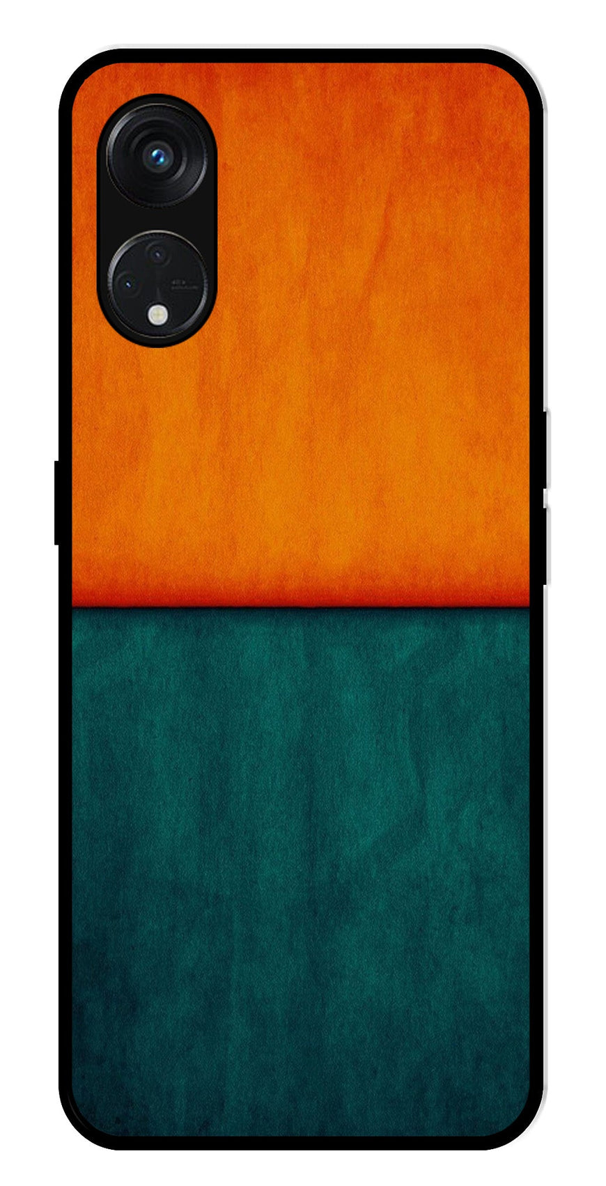 Orange Green Pattern Metal Mobile Case for Oppo Reno 8T   (Design No -45)