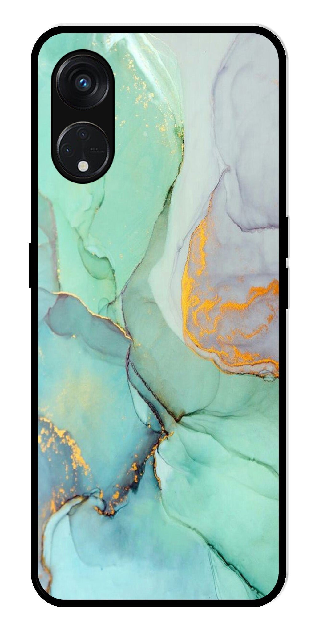 Marble Design Metal Mobile Case for Oppo Reno 8T   (Design No -46)