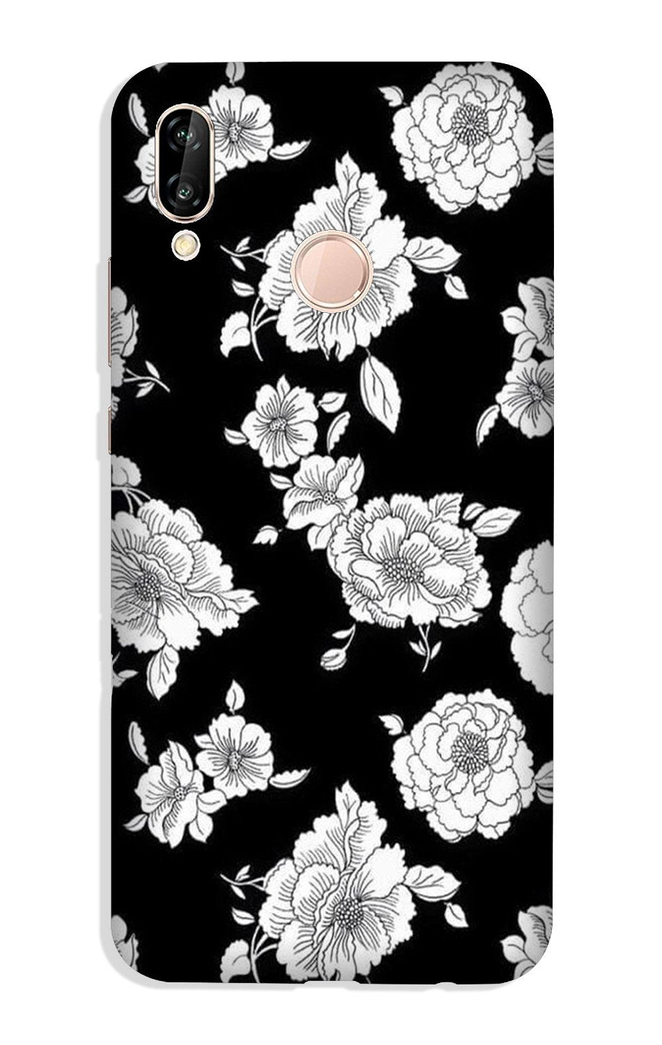 White flowers Black Background Case for Vivo V11