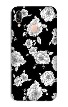 White flowers Black Background Case for Vivo V11