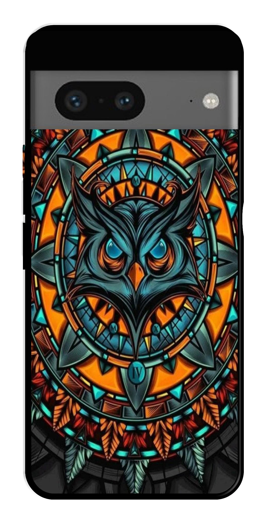 Owl Pattern Metal Mobile Case for Google Pixel 7   (Design No -42)