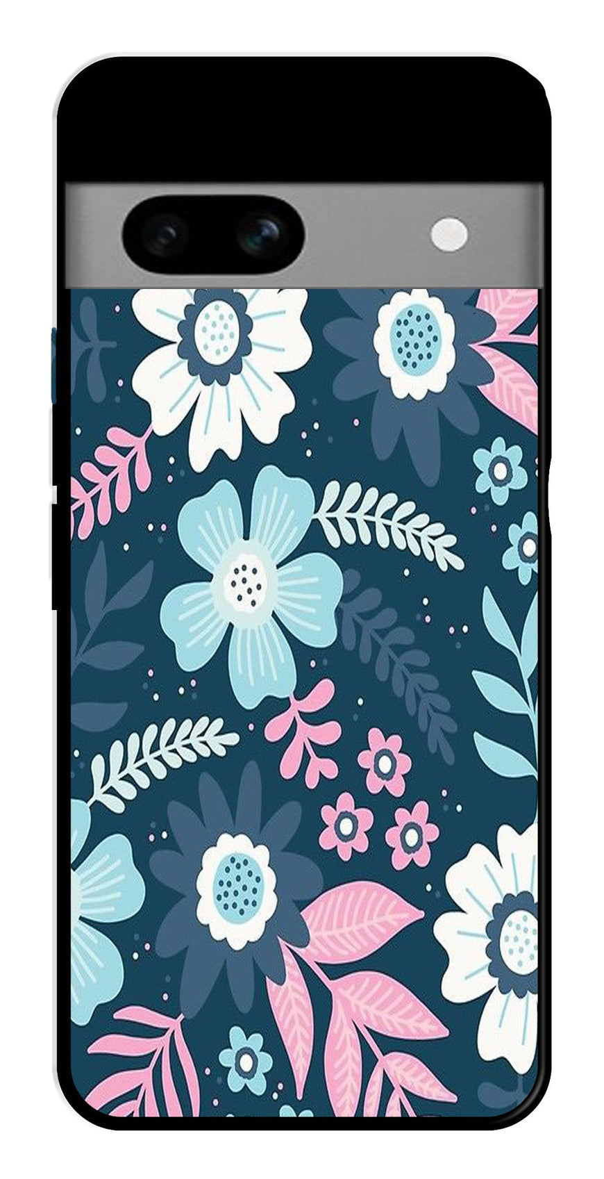 Flower Leaves Design Metal Mobile Case for Google Pixel 7a   (Design No -50)