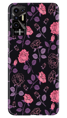 Rose Black Background Mobile Back Case for Tecno Pova 2 (Design - 27)