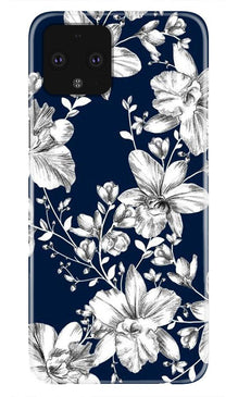 White flowers Blue Background Mobile Back Case for Google Pixel 4 XL (Design - 14)