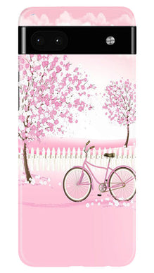 Pink Flowers Cycle Mobile Back Case for Google Pixel 6a  (Design - 102)