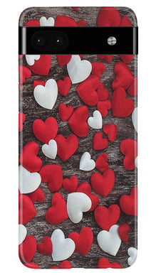 Red White Hearts Mobile Back Case for Google Pixel 6a  (Design - 105)