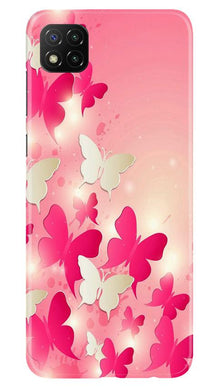 White Pick Butterflies Mobile Back Case for Poco C3 (Design - 28)