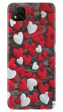 Red White Hearts Mobile Back Case for Poco C3  (Design - 105)