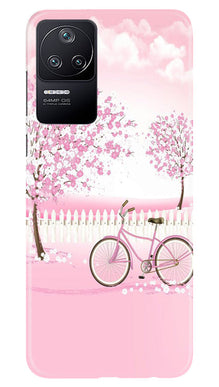 Pink Flowers Cycle Mobile Back Case for Poco F4  (Design - 102)