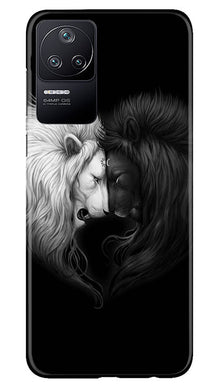 Dark White Lion Mobile Back Case for Poco F4  (Design - 140)