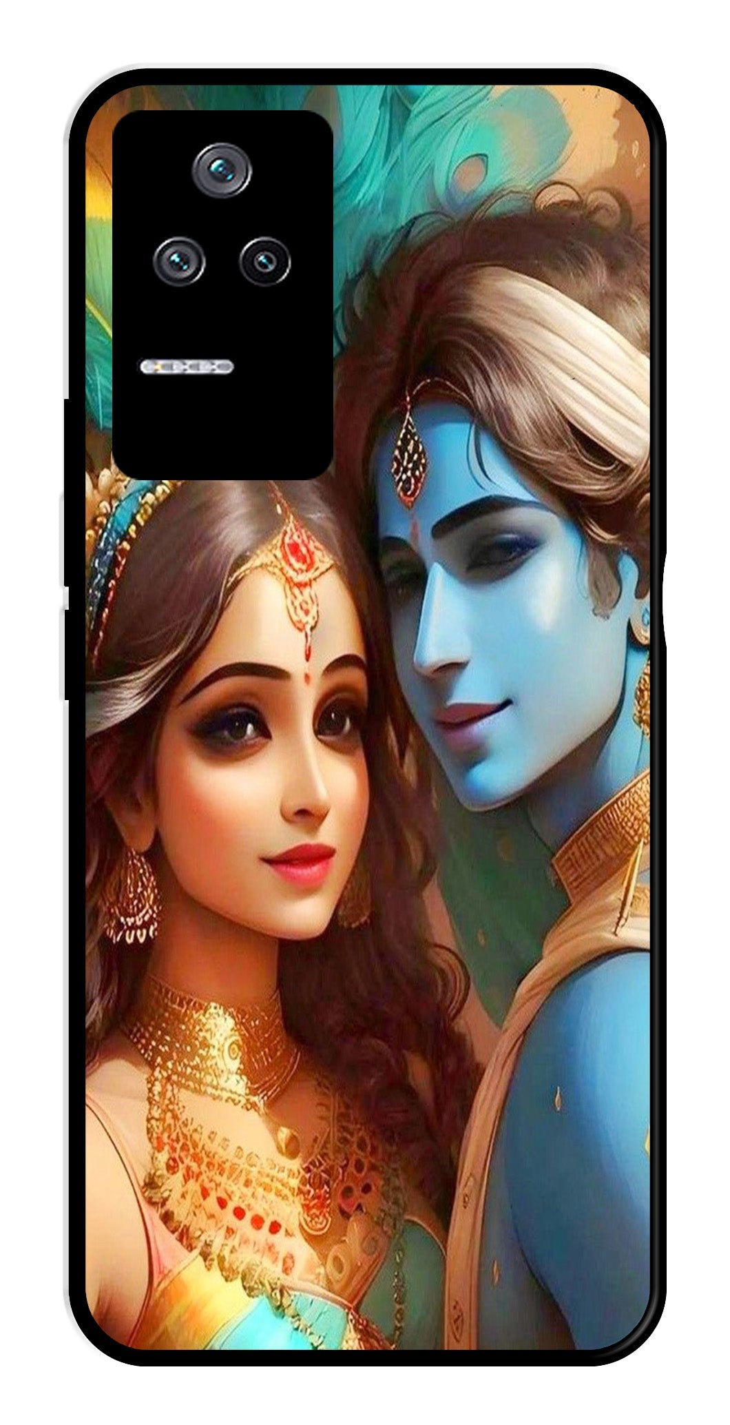 Lord Radha Krishna Metal Mobile Case for Poco F4 5G   (Design No -01)