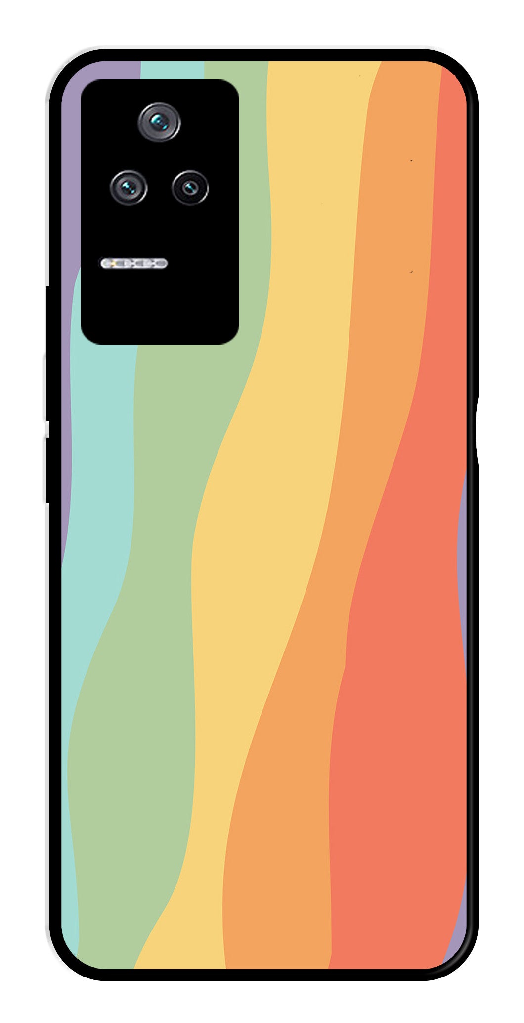 Muted Rainbow Metal Mobile Case for Poco F4 5G   (Design No -02)